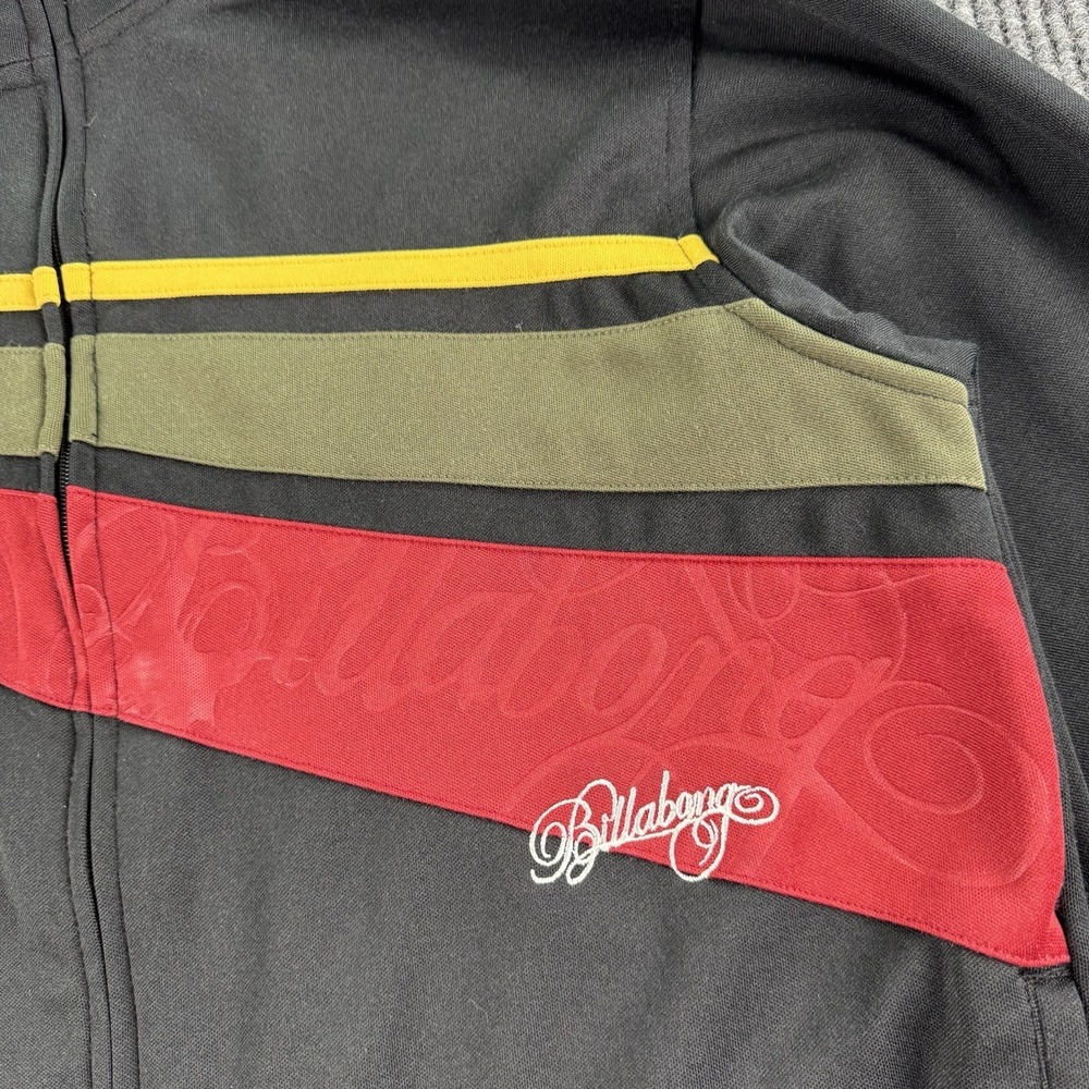 Vintage Billabong Track Jacket Men Extra Large Black Red Spell Out Logo y2k - Picture 2 of 9